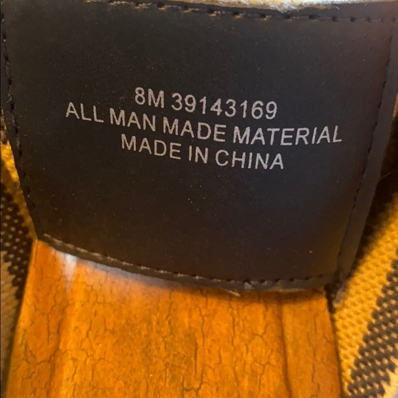 Cato Blue & Striped Wedge Sandals With Faux Wood Sole & Stud Detail Size 8M - Picture 6 of 10